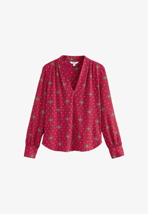 Next, PETITE FIT - LONG SLEEVE V-NECK BLOUSE . - Blúzka - red print