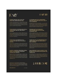 Black rectangular packaging with gold text. Features clinical technology information in multiple languages. Contains copyright and compliance symbols.