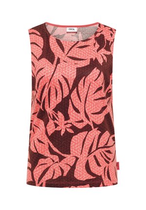Cecil TOP MIT RUNDHALS UND BLÄTTERPRINT - Débardeur - coral