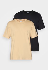 CREWNECK TEE 2 PACK - Pamata T-krekls - black/taupe