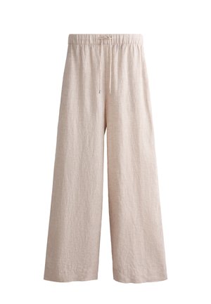OYSHO LINEN WIDE STRAIGHT-LEG - Housut - beige