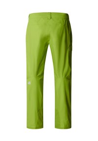 Klart gröna utomhusbyxor med en slät yta, med en dragkedjeficka, rak bensdesign och en liten logotyp på vänster ben.