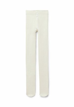 Strikkede leggings i cremet farve med et tekstureret kabelmønster på den nederste halvdel og en glat talje.