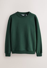 Zielona bluza z bawełnianej mieszanki, z okrągłym dekoltem, prążkowanymi mankietami i dołem oraz luźnym krojem. Czysty, minimalistyczny design.