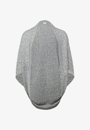 Grijze gebreide openvallende cardigan met een gestructureerd patroon en een ontspannen, soepelvallende pasvorm.