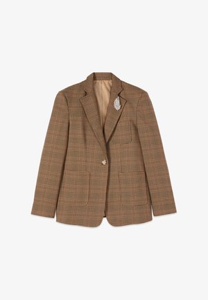 Oltre, BLAZER CHECK CON SPILLA - Blazer - marrone