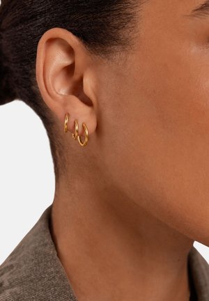 My Jewellery, EAR GAME SET OF THREE BASIC HOOP EARRINGS - Earrings - gold-coloured