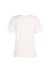 Korte mouwen, ronde hals t-shirt van zacht, lichtgewicht wit katoen. Eenvoudig ontwerp zonder patronen of accenten, met een ontspannen pasvorm.