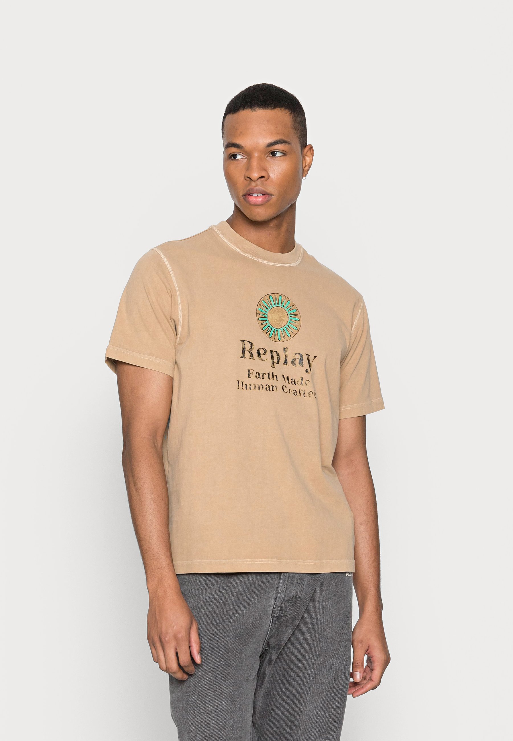 Haut Long Replay Beige Taille XS - Manches Courtes Col Large - Neuf Avec étiquettes