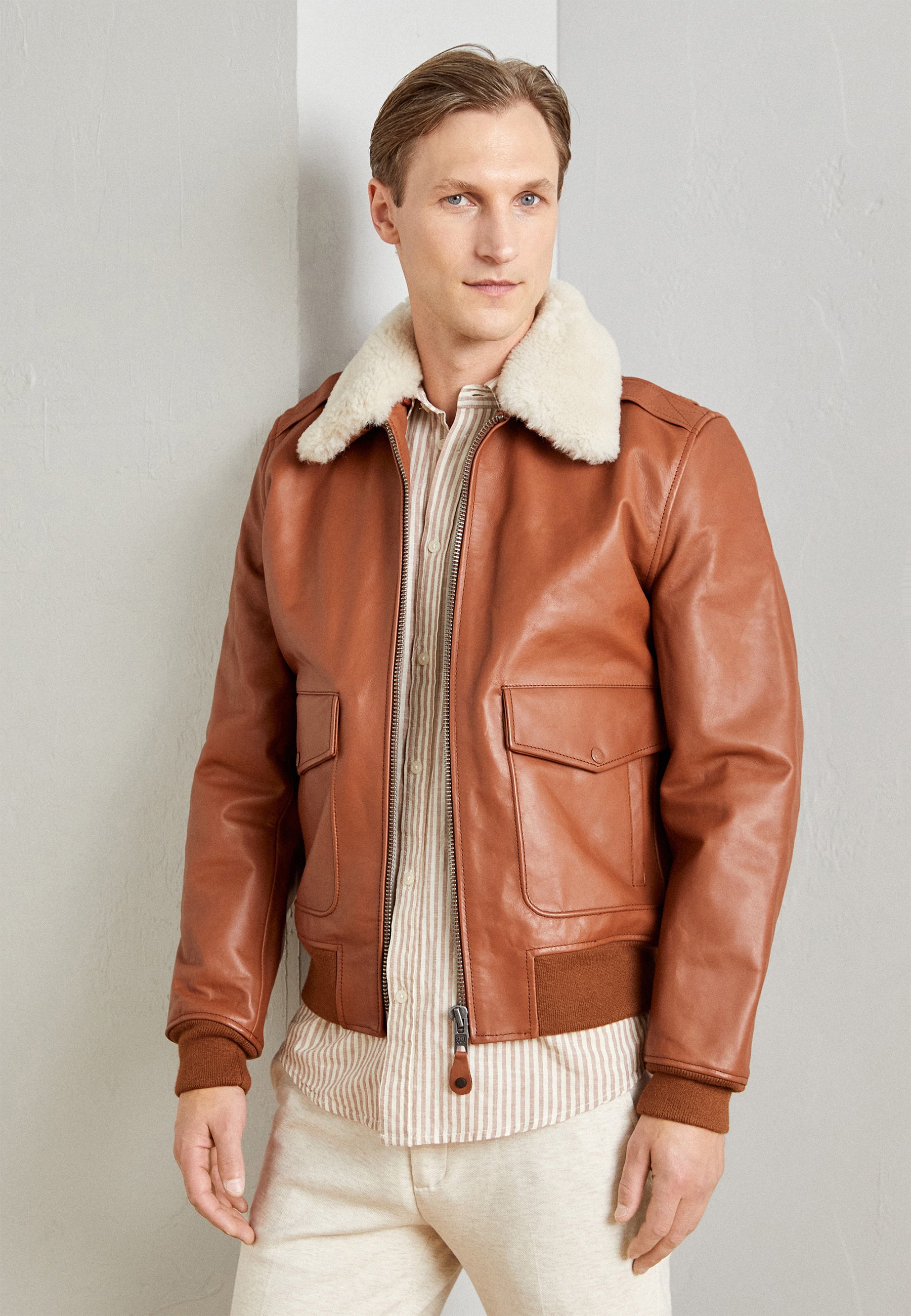 Puffer Jacket Kunstlederjacke Herren Zalando Shearling Leather