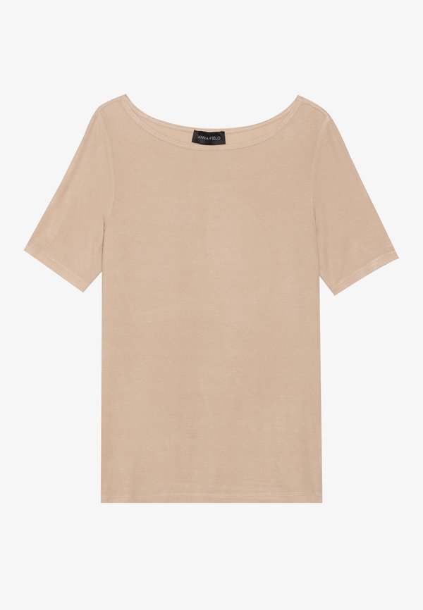 BOATNECK T SHIRT IN MICRO MODAL MIX - Basic T-shirt - light taupe2