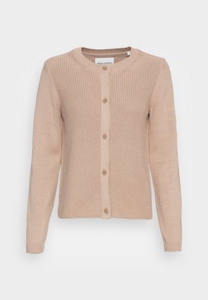 Cardigan beige en maille à manches longues, col rond et fermeture boutonnée devant de Marc O'Polo.