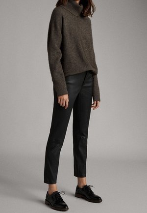 Massimo Dutti Pantalon en cuir - black