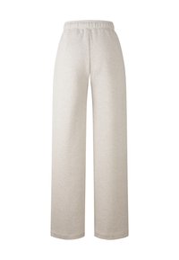 Helle graue Sweatpants aus weichem Stoff mit lockerer Passform, ausgestattet mit einem elastischen Bund und geraden Beinen. Keine Taschen oder Beschläge.