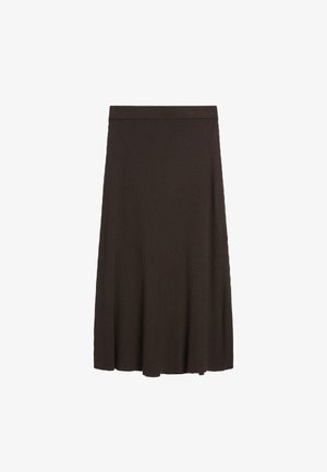 Massimo Dutti LONG RIBBED KNIT - Gonna lunga - brown