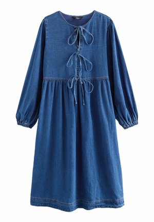 Next REGULAR FIT - TIE FRONT MIDI SMOCK - Spijkerjurk - mid blue