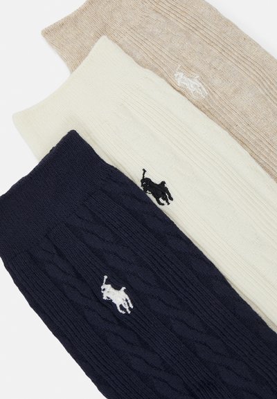 Polo Ralph Lauren CABLE-KNIT CREW SOCK 3-PACK - Chaussettes - navy/ivory/camel