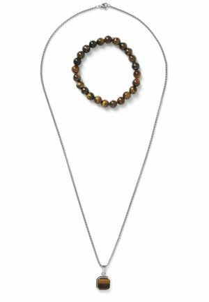 GIFTING WRISTWEAR TIGERS EYE BEADED SET - Kaklarota - brown