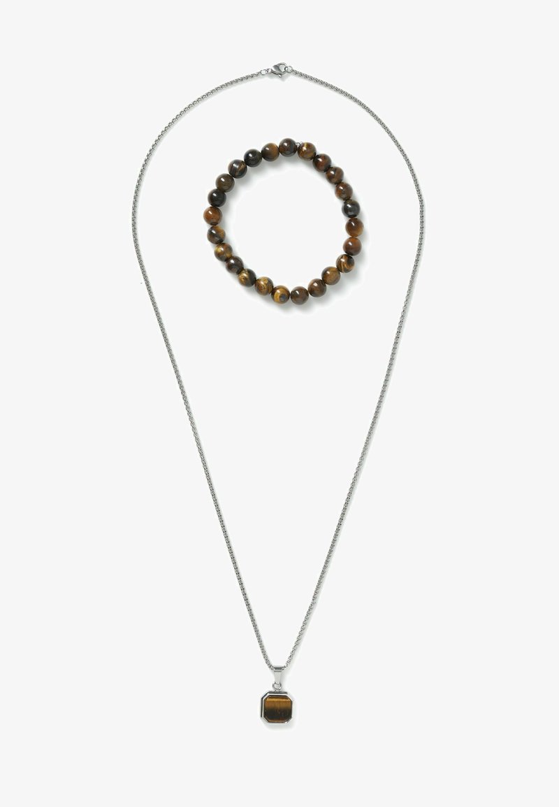 Next GIFTING WRISTWEAR TIGERS EYE BEADED SET - Ketting - brown