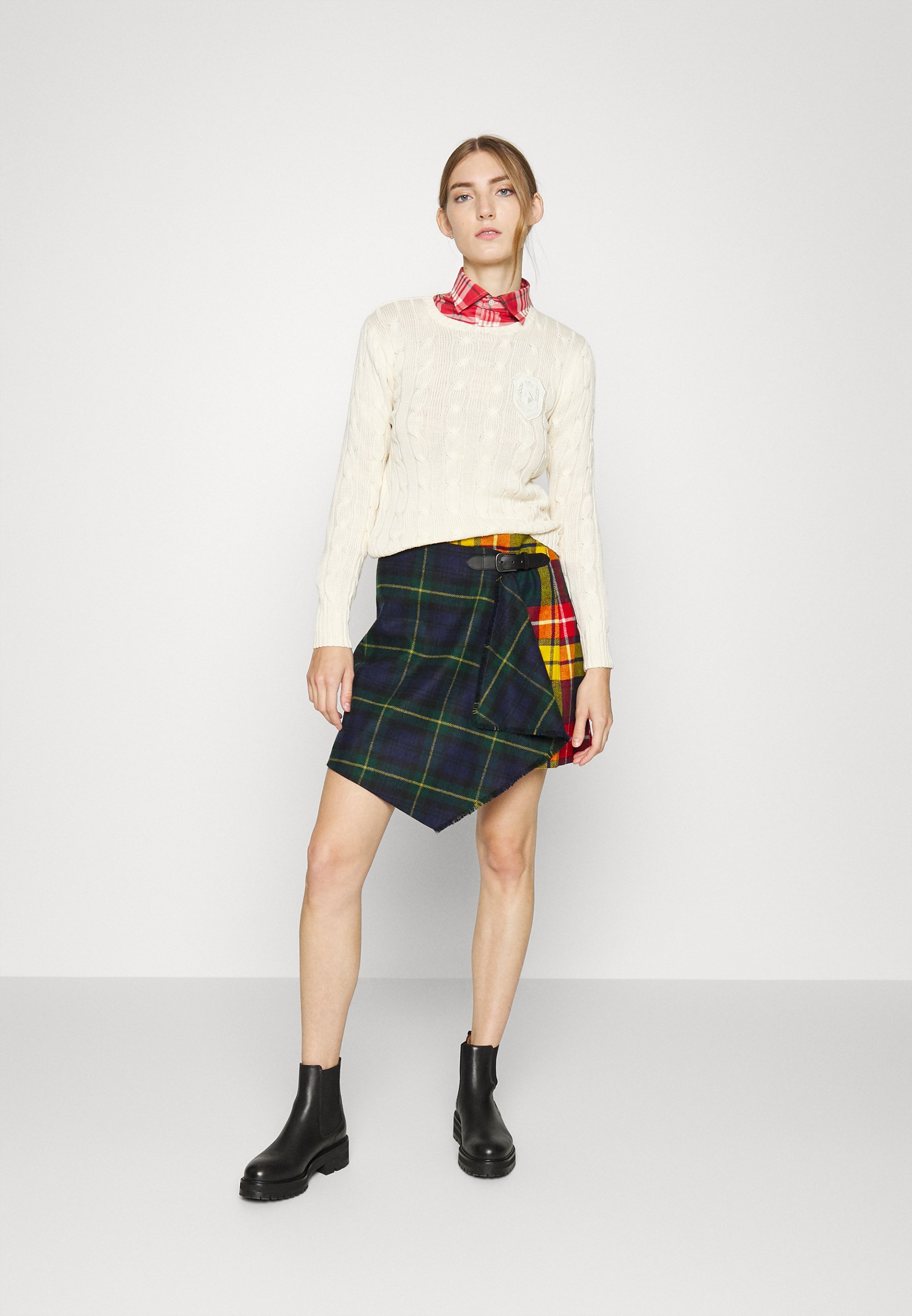 red plaid polo button down