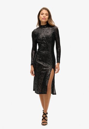 Superdry & Co, LONG SLEEVE BACKLESS SPARKLY - Robe de soirée - black angle sequins