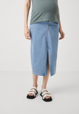 OLMSIRI FRONT SLIT SKIRT - Denimová sukňa - light blue denim