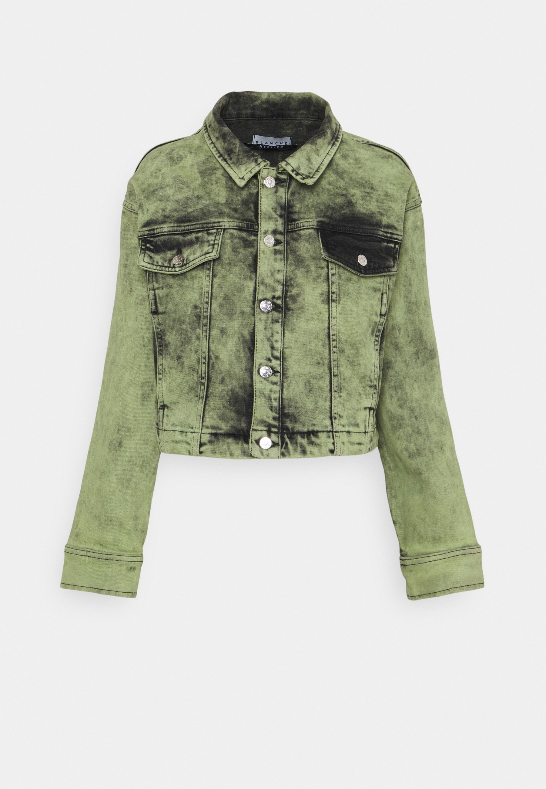 green jacket denim