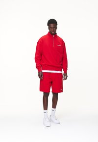 Pegador LOGO OVERSIZED HALF ZIP SWEATER - Melegítőfelső - washed red/white gum
