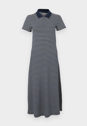 Tommy Hilfiger, ZIP MAXI SHORT SLEEVE POLO DRESS - Päevakleit - small dark night / ecru