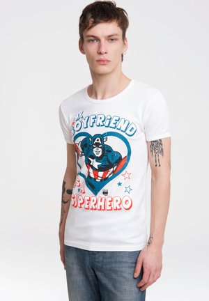 CAPTAIN AMERICA-FRONTPRINT - Print T-shirt - altweiss