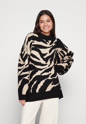 Pullover - black dark/beige