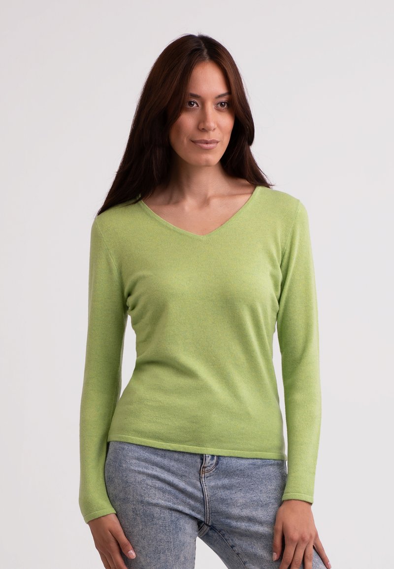 Damen Strickjacken | CASH-MERE Strickpullover grün - FX80758 Damen Strickjacken | CASH-MERE Strickpullover grün - FX80758
