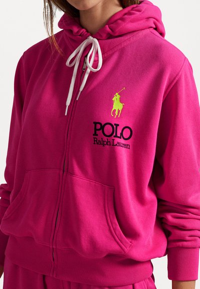 Polo Ralph Lauren BIG PONY LIGHTWEIGHT FLEECE ZIP HOODIE - Cipzáras pulóver - bright pink