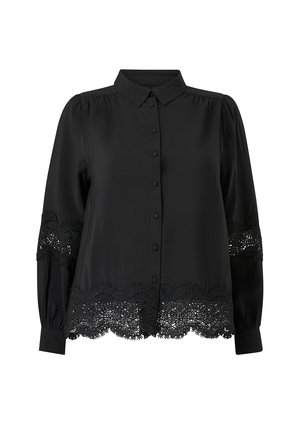 Ellos Plus collection, HEMD MIT SPITZENDETAILS - Skjortebluser - black