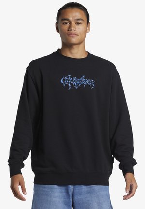 Schwarzes Sweatshirt aus Baumwollmischung mit einem blauen Grafiklogo auf der Brust, Rundhalsausschnitt und gerippten Bündchen sowie Saum.