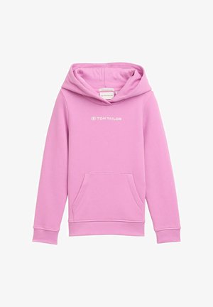 Felpa con cappuccio rosa, maniche lunghe, tasca frontale e logo bianco "TOM TAILOR" sul petto. Realizzata in tessuto morbido e strutturato.