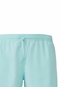 Lichtblauwe zwembroek met een elastische tailleband en een verstelbaar trekkoord. Gladde textuur, geen zichtbare patronen of hardwaredetails.