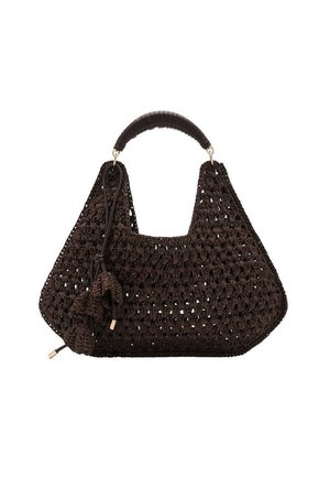 SHOULDER WITH FLOWER CHARM - Handbag - chocolate