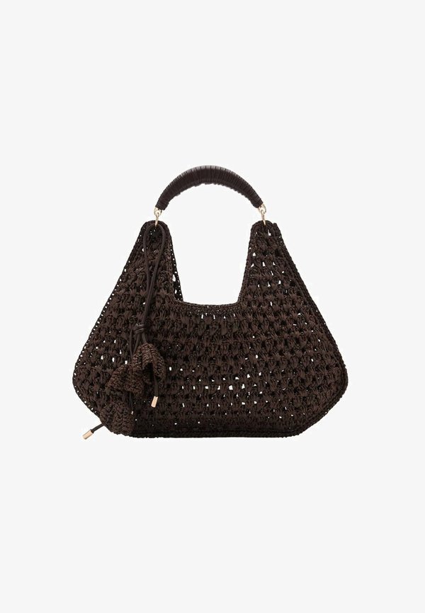 SHOULDER WITH FLOWER CHARM - Handbag - chocolate