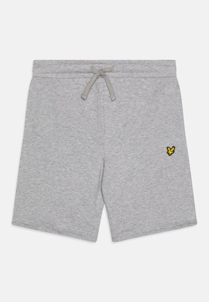 Szürke pamut rövidnadrág, rugalmas derékpánttal és zsinórral. A bal combon kis sárga hímezett logó található. Puha tapintású.