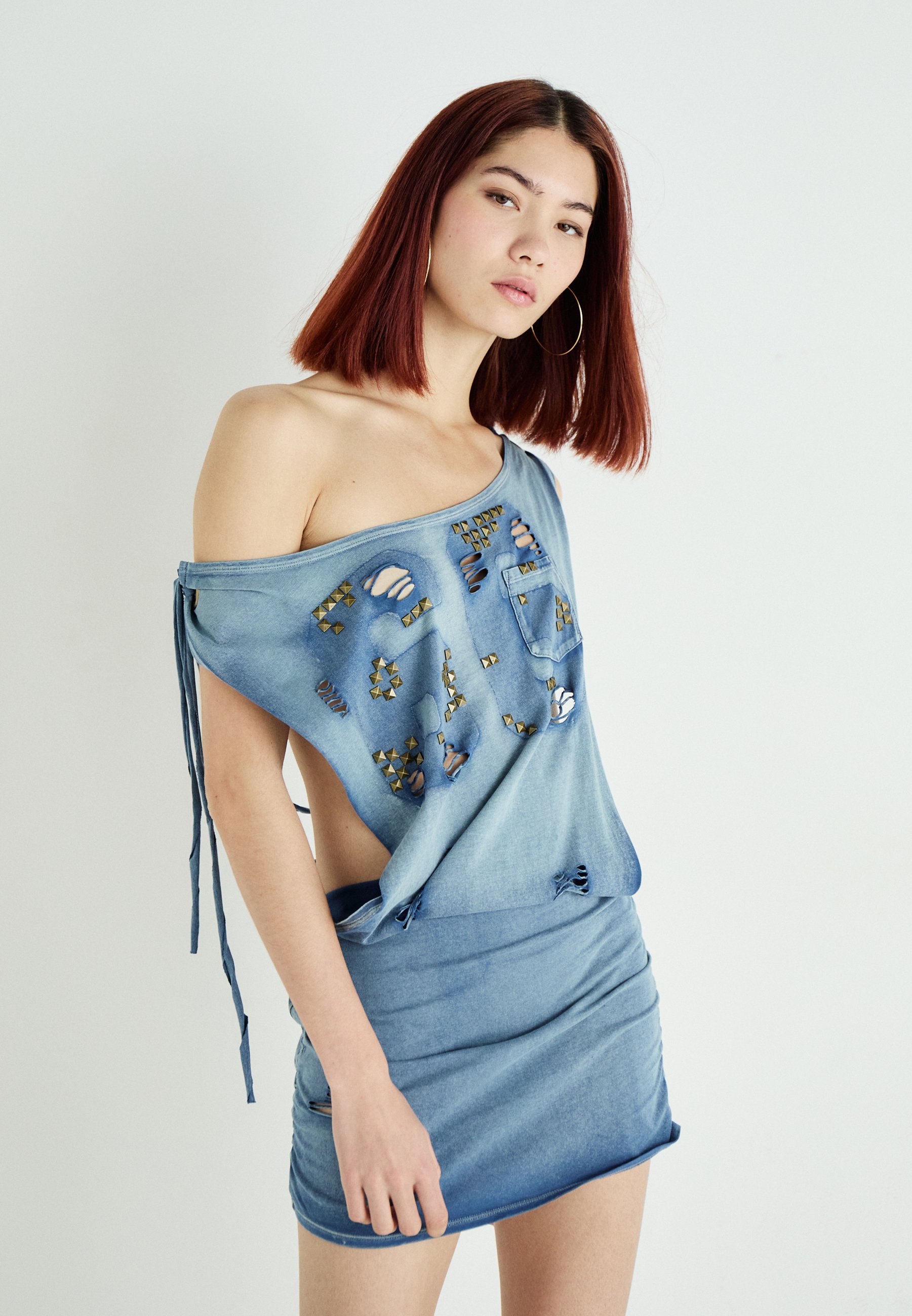 navy blue dress for baby girl Jaded London ROUTE STUDDED BACKLESS DRESS - Jersey dress - blue