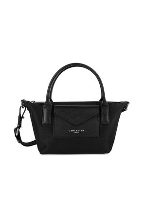 Borsa Black Lancaster Paris con doppio manico, tasca frontale a pattina e tracolla regolabile su sfondo bianco.