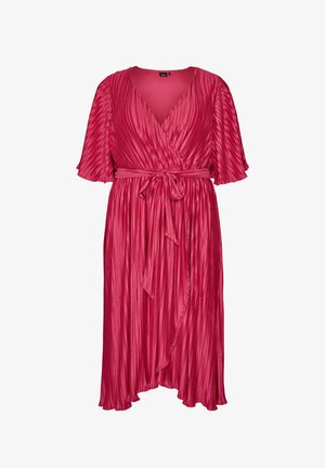 Zizzi, MIDIKLEID MIT PLISSEEFALTEN UND FLEDERMAUSÄRMELN - Φόρεμα ημέρας - pink