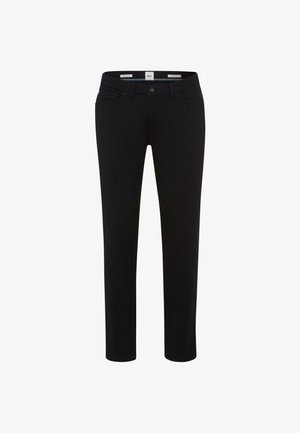 Zwarte denim broek met een slim fit, voorzien van een knoopsluiting, een vijf-pocket ontwerp en een zachte textuur.