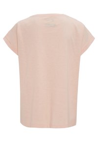 Kortærmet, lyserød T-shirt lavet af blødt stof. Enkel, afslappet pasform med en rund halsudskæring og ingen synlige udsmykninger.