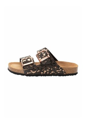 Pantolette flach - black leopard
