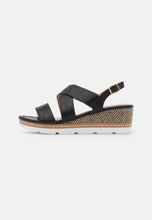 Sandalen met plateauzool - black