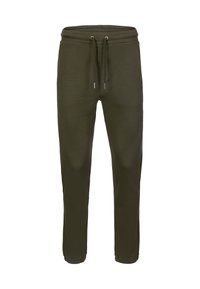 Mörkgröna joggers i mjukt tyg, med elastisk midja med dragsko, sidfickor och tapered benavslut.