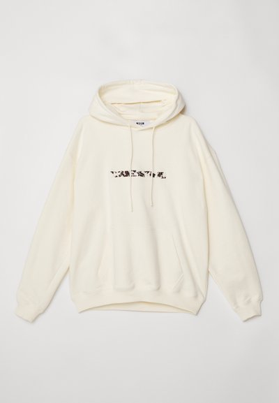 Κρέμα χρώματος φούτερ από μαλακό ύφασμα, με καγκουρό τσέπη και κορδόνια, με τυπωμένο λογότυπο σε αντίθετο χρώμα.