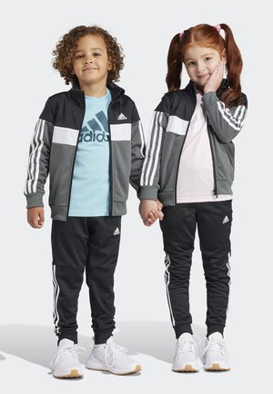 adidas Performance TIBERIO 3-STRIPES COLORBLOCK SHINY TRACK SUIT KIDS - Chándal - black/white/grey five